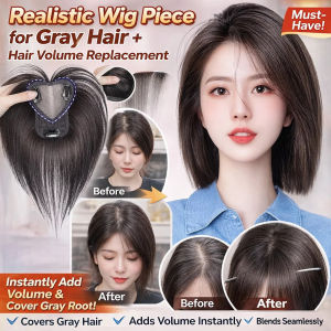 Realistic Wig Piece for Gray Hair + Hair Volume Replacement Invisible Black Hair Pieces Seamless Thickening Hair Extensions Pads
