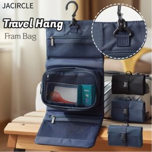 Travel Toiletry Bag Cosmetic Organizer Waterproof Oxford Hanging Hook Multi Pocket Portable Bathroom Storage