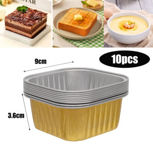 YESPERY 10Pcs 9cm Square Aluminum Foil Baking Boxes Dessert Packaging Box Cake Chocolate Handmade Baking Cup Party Utensils