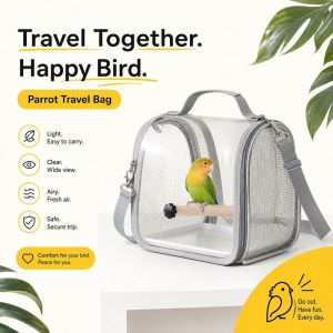 Portable Bird Carrier Bag Parrot Travel Cage Breathable Mesh Lightweight Shoulder Pet Outdoor