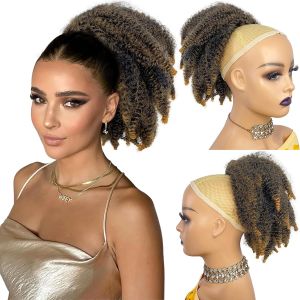 VAVANGA Short Marley Hair Drawstring Ponytail Black 4C Afro Puff Bun Braiding Ponytail Hair with Clips Synthetic Afro Kinky Curl Pony Tail Hairpiece for Black Women - Natural Black 12"
