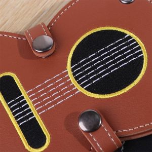 HUYAN Hình dạng đàn guitar Túi đựng gắp đàn guitar Da Dung tích lớn Kẹp gắp đàn guitar Người chơi guitar Đơn giản Đàn Guitar Acoustic