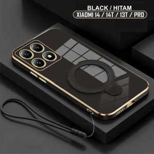 Softcase Xiaomi 14 14T 13T Pro 5G CaseRing Plating Holder Magnetic Free Tali Lanyard Premium