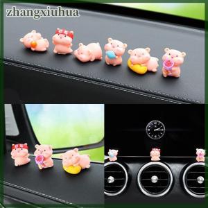 zhangxiuhua 6Pcs Set Cute Pig Car Interior Decoration Funny Auto Center Console Rearview Mirror Ornaments For Car Accessories