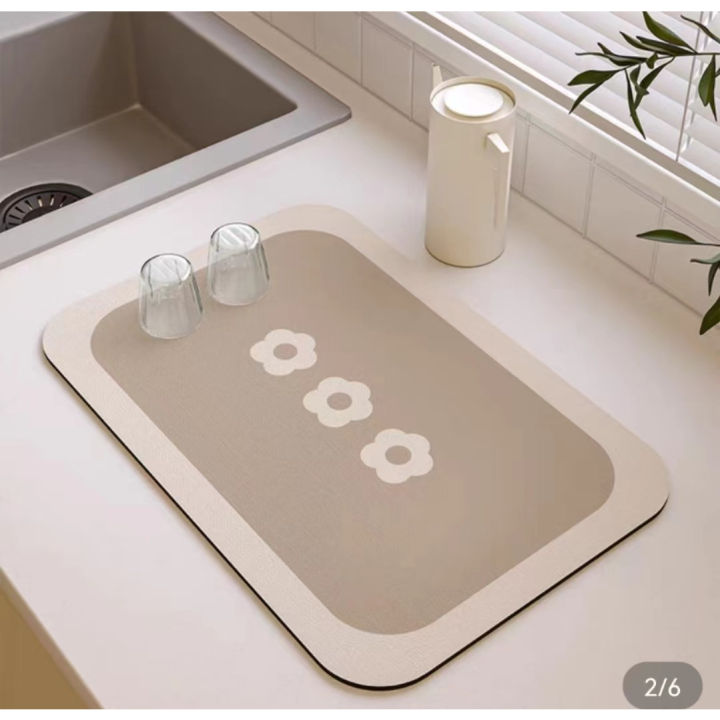 CozyJoy Diatom Mud Pad Coaster Kitchen Top Mat Diatom Mud Drain Mat ...