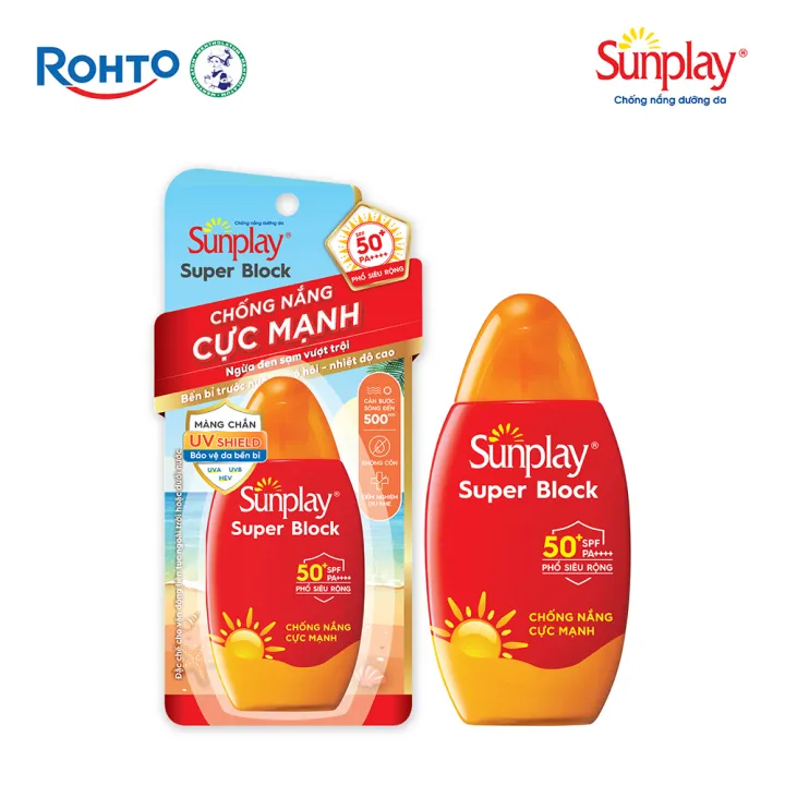 Kem chống nắng Sunplay cực mạnh, ngừa đen sạm da hiệu quả dạng sữa Sunplay Super Block SPF 50+, PA++++ 70g