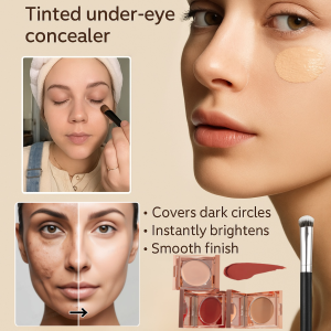 【Concealer in One Second】 Tinted Under Eye Concealer Hydrating Formula Effective Blemish Coverage Free Makeup Brush
