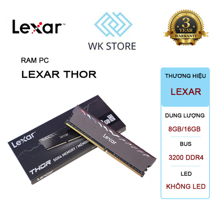 Ram Máy Tính Lexar Thor | 8GB / 16GB | DDR4 | Bus 3200 | Mới | Bảo hành 36 tháng