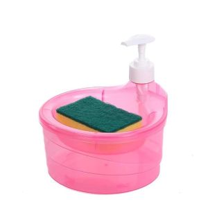 Tempat Sabun Cuci Piring 1000ml Model Mangkuk Bulat Pump 2 in 1 Multifungsi Free Busa Sponge