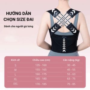 Đai Chống Gù Lưng Công Thái Học Cải Thiện Vóc Dáng Bảo Vệ Cột Sống Chất Liệu Co Giãn Thoáng Khí Thoải Mái