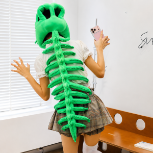 (Ready Stock) Dinosaur Skeleton Spine Plush 3D Cos Props Halloween Costume Cosplay Headgear Adult Children Party Game