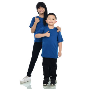 Kaos Polos Anak Oneck Lengan Pendek Bahan Katun Combed 30s Warna Classic Blue