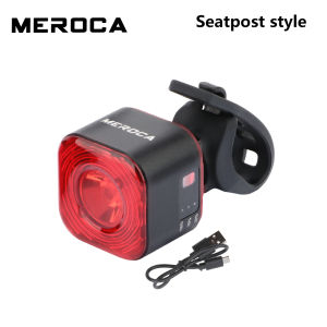 MEROCA Bicycle Taillight Saddle Seatpost USB rechargeable waterproof warning light road bike night riding MTB brake sensor smart tail light