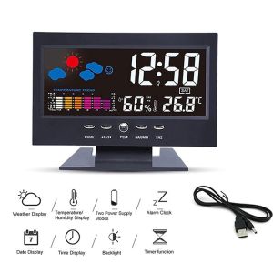 Đồng Hồ Led Để Bàn Báo Thức Cảm Biến Âm Thanh Màn Hình LCD