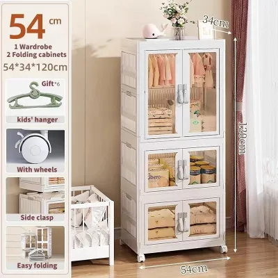Plastic Wardrobe Baby Closet Baby Cabinet For Clothes Foldable Storage With Wheels
