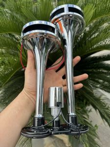Còi hơi 2 loa nâng cấp đèn nháy 12v 24v gắn xe ô tô