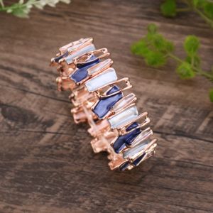 GLOWLITE Ethnic Style Irregular Geometry Bracelet Vintage Colored Retro Hand Ring Exaggerated Handmade Elastic Womens Bangle Women Girl