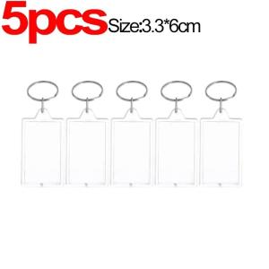 【Pphha】10PCS Idol Photo Frame Keychain Transparent Rectangle Blank Clear Acrylic Insert Photo Picture Frame Keyring Girls DIY Split Ring Pendant Gift