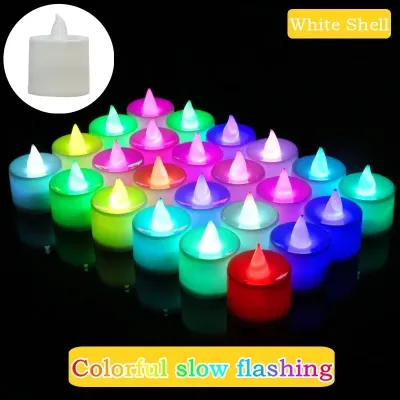 Anglebabylife 50PCS Colorful LED Candle with Battery Tealights Switch Candles Flameless Wedding Home Christmas Decor Simulation Candle