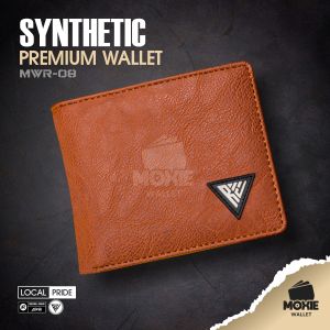Dompet Lipat Pria Cowok Laki Laki Cowo Remaja Klasik Simple Keren Kekinian Synthetic Leather Wallet MWR08 Bahan Kulit Sintetis PU Premium Brown Coklat