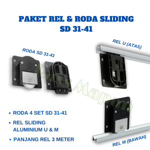 PAKET Rel dan Roda Pintu Lemari Sliding UM 31-41 FULL