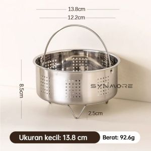 Synmore Kukusan Anti Karat Multifungsi Food Grade13.8cm/14.6cm – Universal Fit untuk Semua Panci