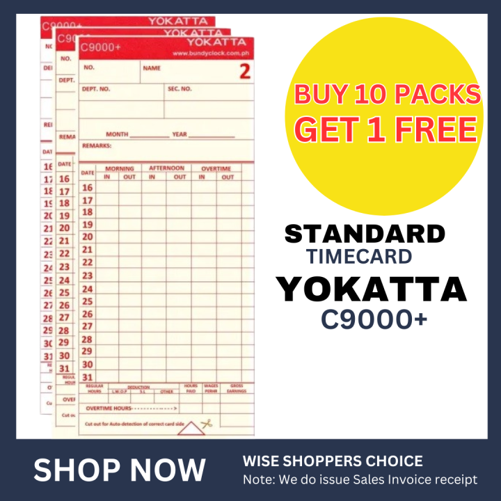 DTR CARD Yokatta Standard Time Card for Bundy Clock DTR Bundy Clock ...