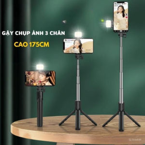 Gậy chụp ảnh Tripod 3 chân cao 1m7 và gấp gọn lại còn 30cmGậy selfie chụp hình có điều khiển từ xa