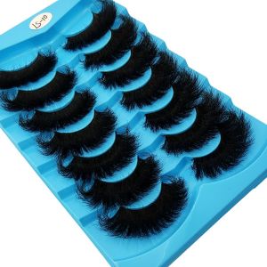 6 Pairs False Eyelashes Cat-Eye Fluffy Faux Mink Lashes 8D Wispy Lashes Pack Dramatic Long Thick Volume Eyelashes (7pairs-BHZ01)