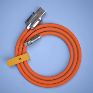 120W Super Fast Charging Metal Jet Zinc Alloy Silicone Micro USB Type-C Charger Data Cable MK