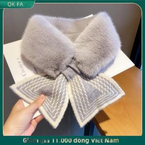 QK FA ✨ Mùa đông ấm áp màu rắn mùa đông cổ ấm hơn dày giả lông thỏ sang trọng Khăn Cổ ấm hơn cổ áo chéo khăn thời tiết lạnh