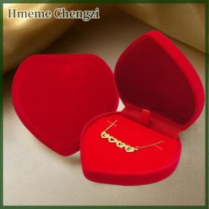 Hmeme Velvet Heart Jewelry Box Soft Red Ring Necklace Packaging Case Elegant Love Gift Display Storage Organizer Romantic Proposal