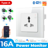 SMATRUL wifi plug socket  US EU UK Plug  Power Monitor 16A WiFi Wall Socket for Home Automation Tuya Smart Life voice control  Alexa Google home