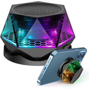 Wireless Colorful Flashing Mini Bluetooth Speaker Portable Magnetic Mobile Phone Holder Subwoofer