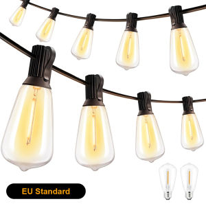 Dimmable Patio String Lights ST38 LED 7 5M Outdoor Waterproof Hanging Lights With Remote Timer Energy Saving Plastic Bulbs For Backyard Wedding Gazebo Holiday Lighting