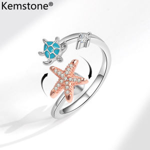 Kemstone Rotatable Sao nhẫn có thể điều chỉnh của phụ nữ làm giảm lo lắng rùa biển trang sức nhẫn hở