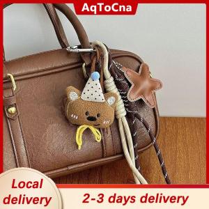 [COD] AqToCna Ship within 24 hours Cute Plush Bear Bag Pendant Lovely Stuffed Animal Keyring Climbing Rope Keychain For Girls Backpack Hanging Decoration