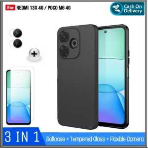 Paket 3in1 Case Xiaomi Redmi 13X 4G 12 4G 2023 9 4G 2020 Soft Casing Premium Free Tempered Glass + Camera