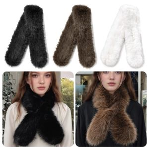 MAYIT Solid Color Faux Rabbit Fur Scarf Warm Luxury Neckerchief Cozy Soft Neck Muffler for Women