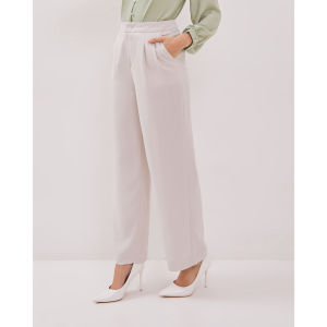 Urban Exchange Lilian Cream Wide-leg Pants - Bawahan Celana Panjang Wide-leg Cream