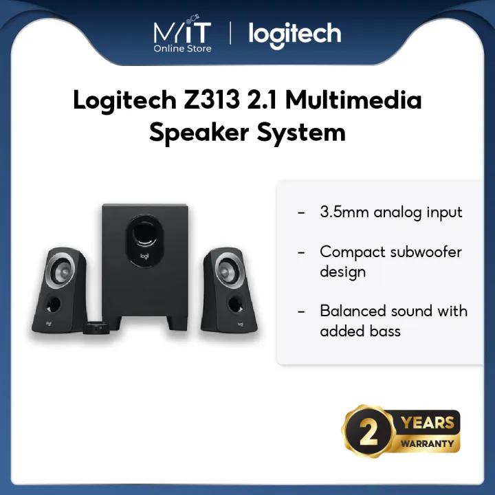 Logitech Z313 2.1 Multimedia Speaker System, PC/PS4/Xbox/TV/Smartphone/Tablet/Music Player - Black (980-000413)