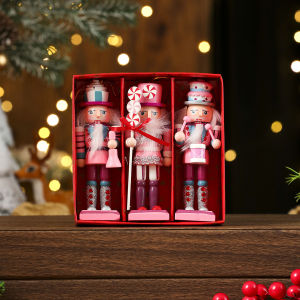 (Ship from Philippines)14CM Walnut Wood Figurine Christmas Decoration Gift Christmas Ornament Window Table Decoration Village Houses Christmas Ornament