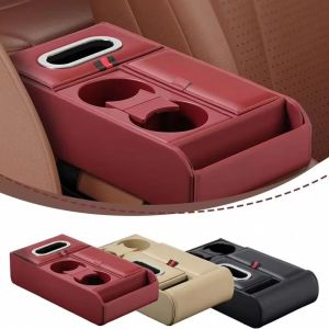SOFITEL PU leather Car Armrest Cushion Multifunctional Luxury Armrest Heightening Pad Space Saving With Tissue Box Auto Armrest Cover Mat Car Interior