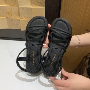 Free Shipping Stylish Sandals For Women Flat-Soled Versatile Comfortable Perfect For Pairing With Roman-Style Dresses And Featuring A Roman-Inspired Design For Summer