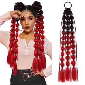OKDEALS 20" Colored Hair Extensions with Hair Tie Lightweight Kids Bubble Ponytail Extension Fashion Women Ombre Crazy Hair Day Accessories