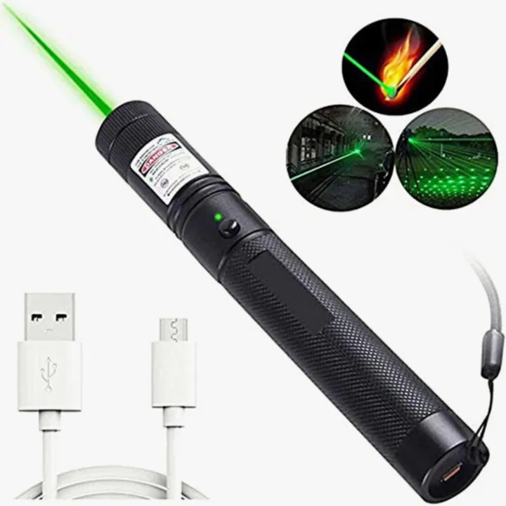 Hot selling USB Rechargeable GREEN LASER Pointers 532nm 10000m High Power Laser 303 Laser Flashlight