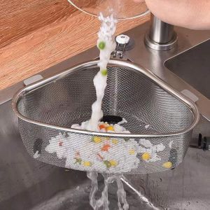 YSUNNY 1Pcs Triangle Large capacity Food Vegetables Peel Egg Kitchen Sink Drain Basket Strainer Garbage Filter Drainier Rack