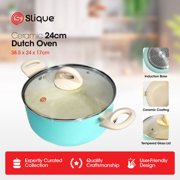 SLIQUE Premium 20 24cm Aluminum Non Stick Ceramic Coating Dutch Oven