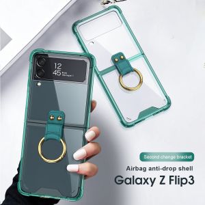 ORIGINAL GKK Samsung Galaxy Z FLIP 3 5G Ring Transculent Colour Crystal Airbag Case 360 Full Protection