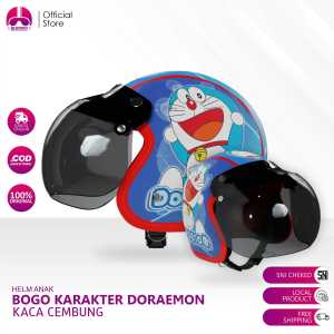 Helm Anak Bogo Retro Klasik Kids Printing  usia 2-6 Tahun Karakter Doraemon